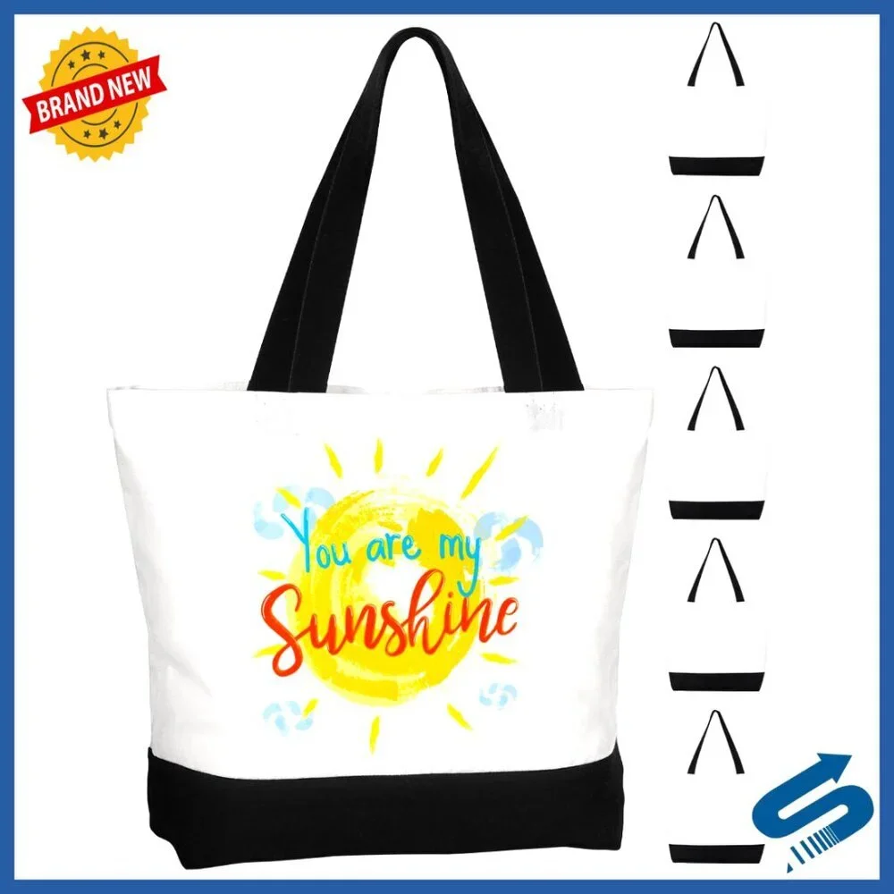 Large Canvas Tote Bag with Magnetic Closure and Inner Pocket Multipurpose